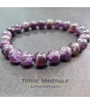 Bracelet Améthyste Rubanée Brésil A Boule 8mm – BIJOUX FANTAISIE COURPIÈRE 63