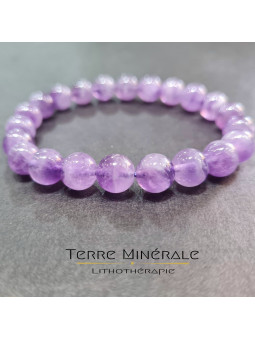 Bracelet Améthyste Rubanée Brésil AA Boule 8mm