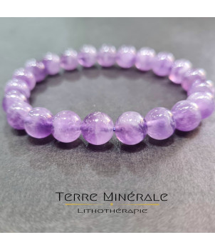 Bracelet Améthyste Rubanée Brésil AA Boule 8mm – BIJOUX FANTAISIE COURPIÈRE 63