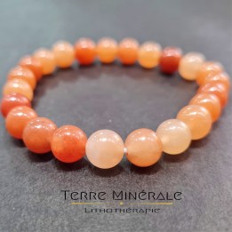 Bracelet Aventurine Orange A+ Brésil Boule 8mm