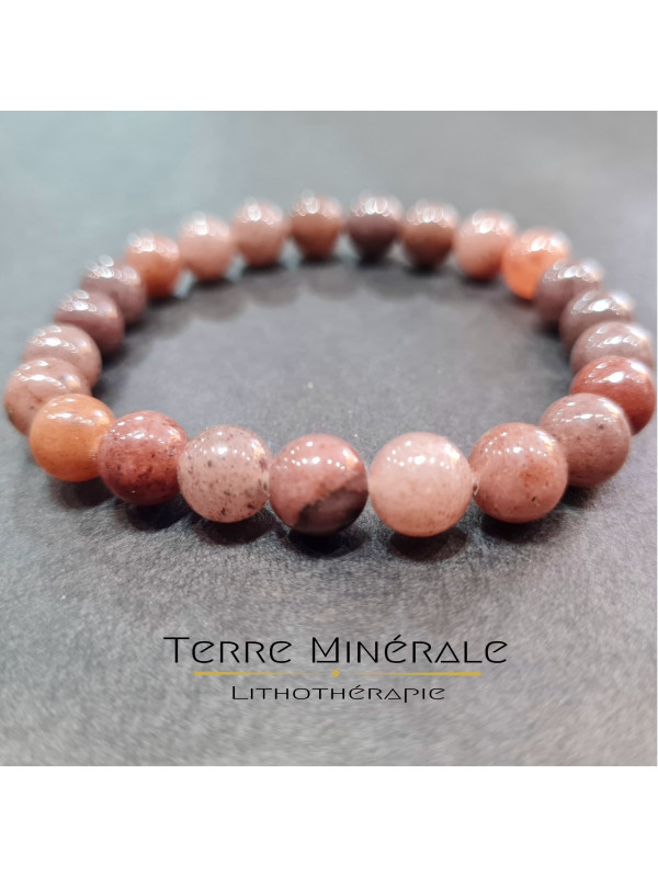 Bracelet Aventurine Rouge AB Brésil Boule 8mm