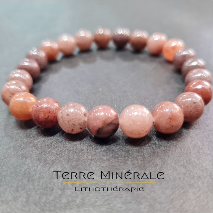 Bracelet Aventurine Rouge AB Brésil Boule 8mm