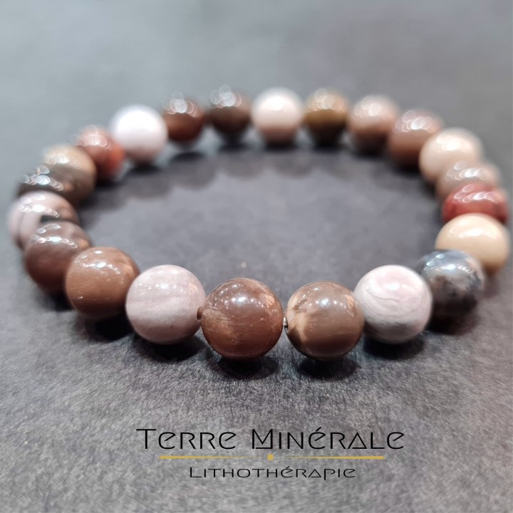 Bracelet Bois Fossile A Boule 8mm