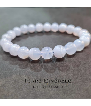Bracelet Calcedoine Bleue Namibie AB Boule 7,5 8,5 mm – BIJOUX FANTAISIE PASSINS 38