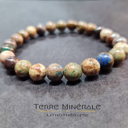 Bracelet Chrysocolle Sur Gangue AB Boule 8 mm