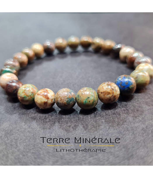 Bracelet Chrysocolle Sur Gangue AB Boule 8 mm Bracelet Chrysocolle Sur Gangue AB Boule 8 mm