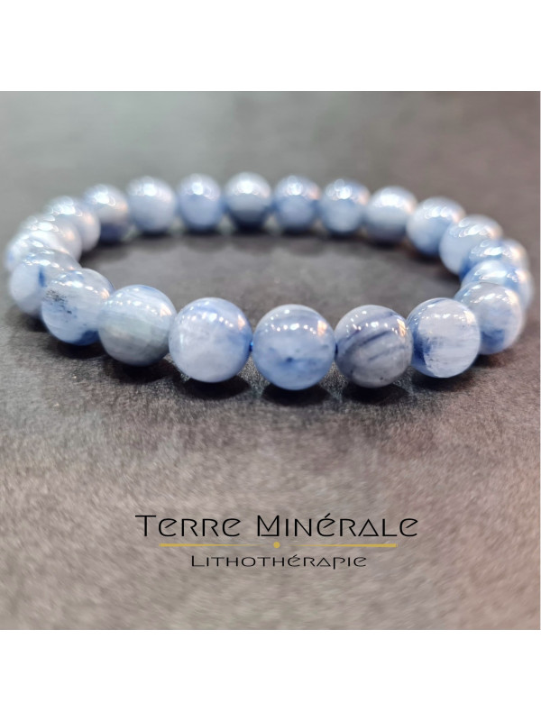 Bracelet Cyanite Bleue Naturelle A Boule 7.5-8.5 mm