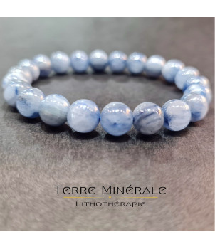 Bracelet Cyanite Bleue Naturelle A Boule 7.5-8.5 mm