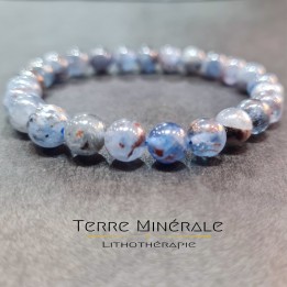 Bracelet Cyanite Bleue Naturelle Foncée AB Boule 8 mm