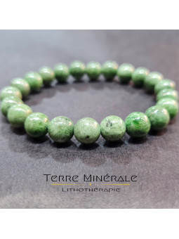 Bracelet Diopside Vert A Boule 8 - 9 mm