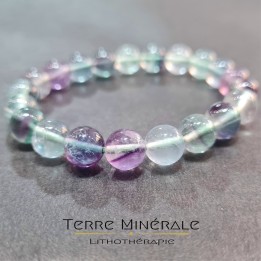 Bracelet Fluorine Multicolore AA Boule 8 mm