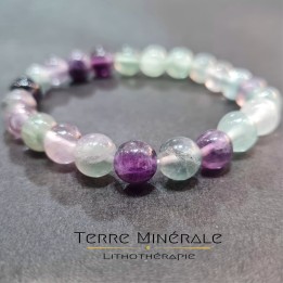 Bracelet Fluorine Multicolore AB Boule 8 mm