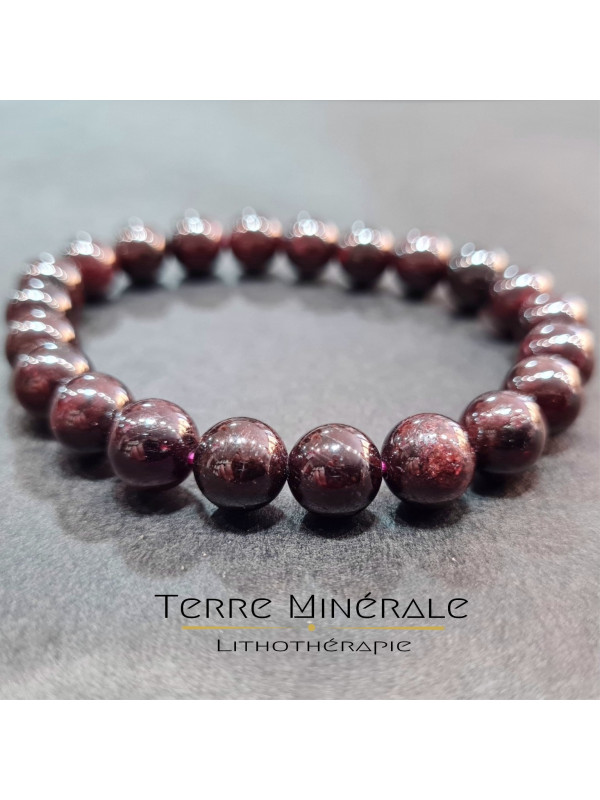 Bracelet Grenat Rouge Almandin AA Boule 8 mm