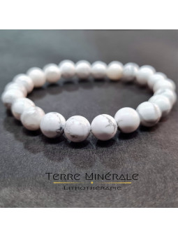 Bracelet Howlite Blanche A Boule 8 mm