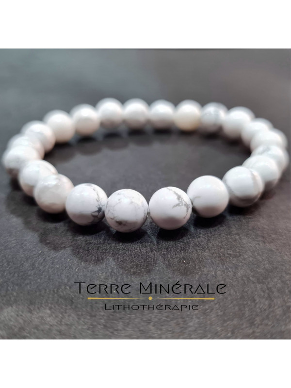 Bracelet Howlite Blanche A Boule 8 mm