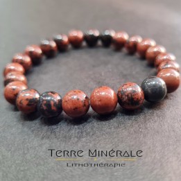 Bracelet Obsidienne Acajou AB Boule 8 mm