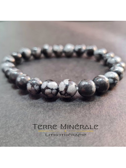 Bracelet Obsidienne Flocon De Neige AB Boule 8 mm