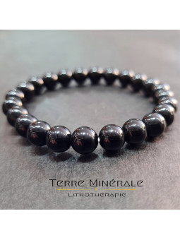 Bracelet Obsidienne Noire A Boule 8 mm