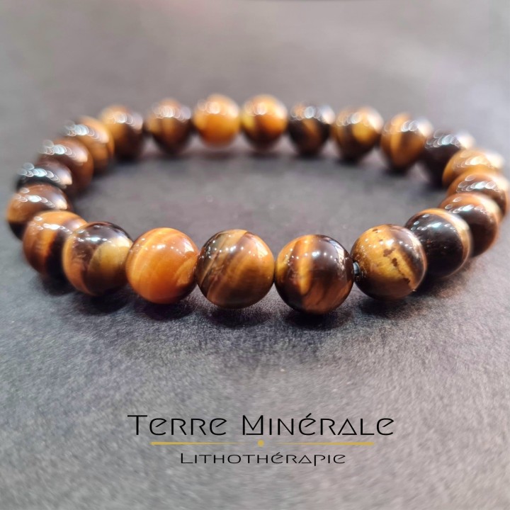 Bracelet Oeil De Tigre AA Boule 8 mm