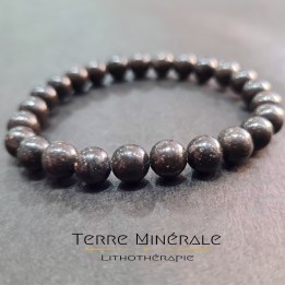 Bracelet Opale Noire AB Boule 7- 8 mm