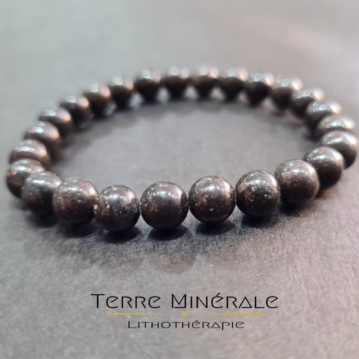 Bracelet Opale Noire AB Boule 7- 8 mm