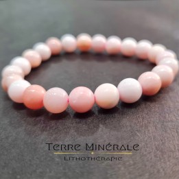 Bracelet Opale Rose A+ Boule 8 mm