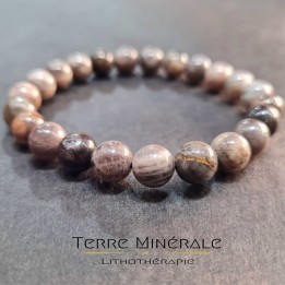 Bracelet Pierre De Lune Noire A Boule 8 mm