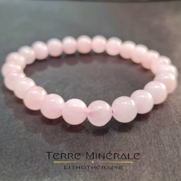 Bracelet Quartz Rose A Boule 8 mm