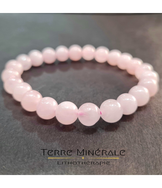 Bracelet Quartz Rose A Boule 8 mm Bracelet Quartz Rose A Boule 8 mm