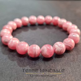 Bracelet Rhodochrosite Argentine AA Boule 8 - 9 mm