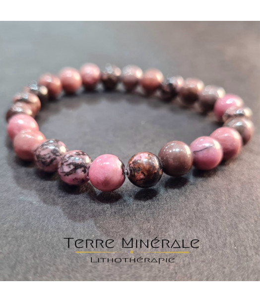 Bracelet Rhodonite Madagascar AB Boule 8 mm