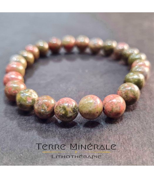 Bracelet Unakite AB Boule 8 mm