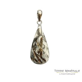 Pendentif Astrophyllite goutte - argent 925 rhodié