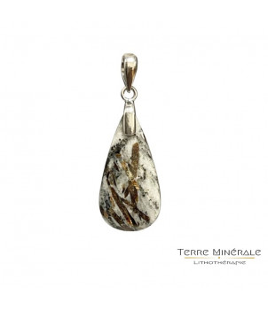 Pendentif Astrophyllite goutte - argent 925 rhodié