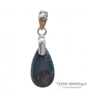 Pendentif Jaspe Héliotrope goutte Argent 0.925 rhodié – BIJOUX FANTAISIE REPLONGES 01