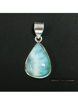 Pendentif Larimar goutte Argent 0.925 Rhodié