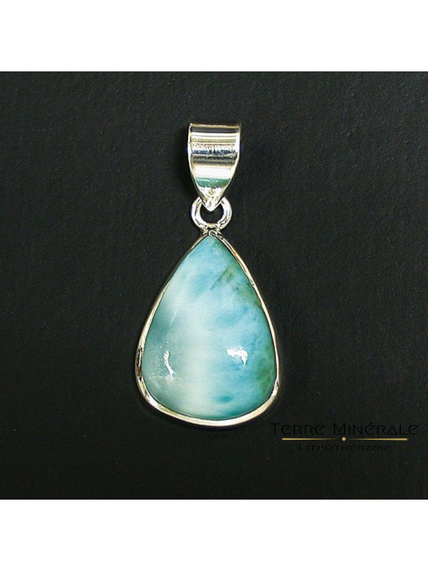 Pendentif Larimar goutte Argent 0.925 Rhodié