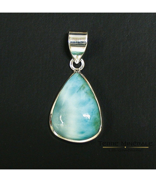 Pendentif Larimar goutte Argent 0.925 Rhodié