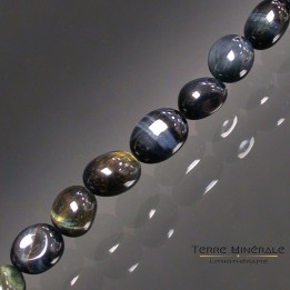 Collier Oeil de Tige bleu (Oeil de Faucon) grains