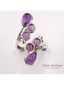 Bague Amethyste AA Réglable Argent 925