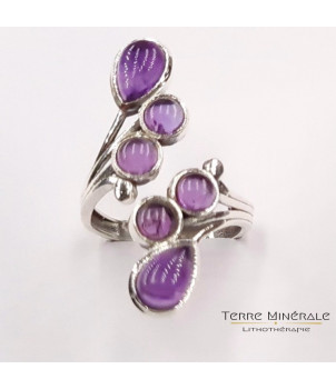 Bague Amethyste AA Réglable Argent 925 – BIJOUX FANTAISIE SAVAS 07