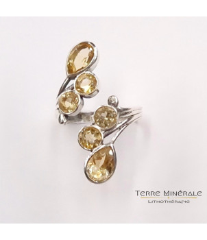 Bague réglable Citrine Facetée AAA Argent 925 – BIJOUX FANTAISIE SAVAS 07