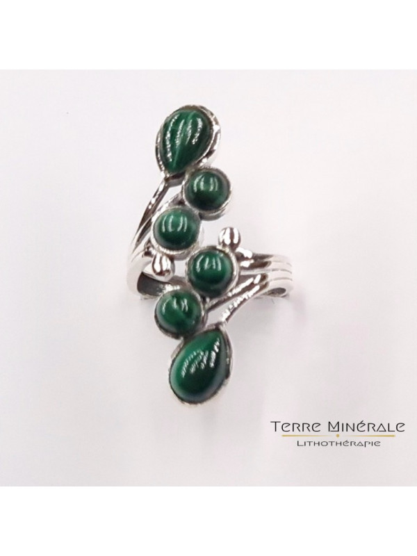 Bague réglable Malachite AA Argent 925