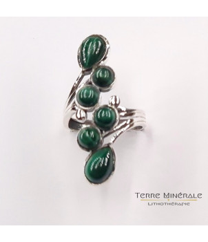 Bague réglable Malachite AA Argent 925 – BIJOUX FANTAISIE CROLLES 38