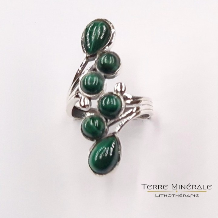 Bague réglable Malachite AA Argent 925