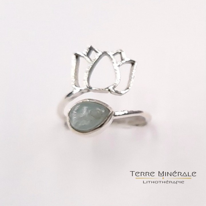 Bague réglable Aigue Marine AA Argent 925 - REF 02