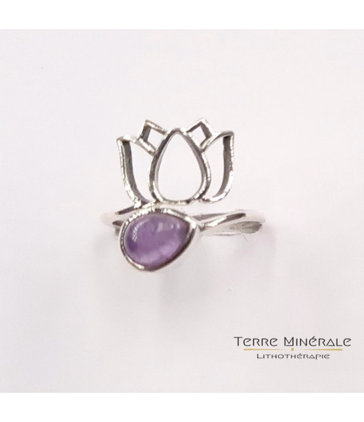 Bague Réglable Amethyste AA Argent 925 - REF 02