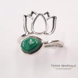 Bague réglable Malachite AA Argent 925 - REF 02