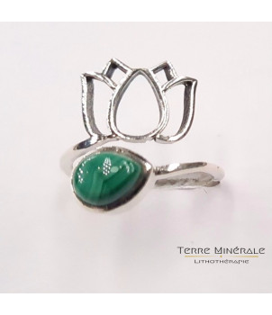 Bague réglable Malachite AA Argent 925 - REF 02 – BIJOUX FANTAISIE ASPERJOC 07