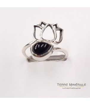 Bague réglable Obsidienne Noire AA Argent 925 - REF 02 – BIJOUX FANTAISIE ASPERJOC 07